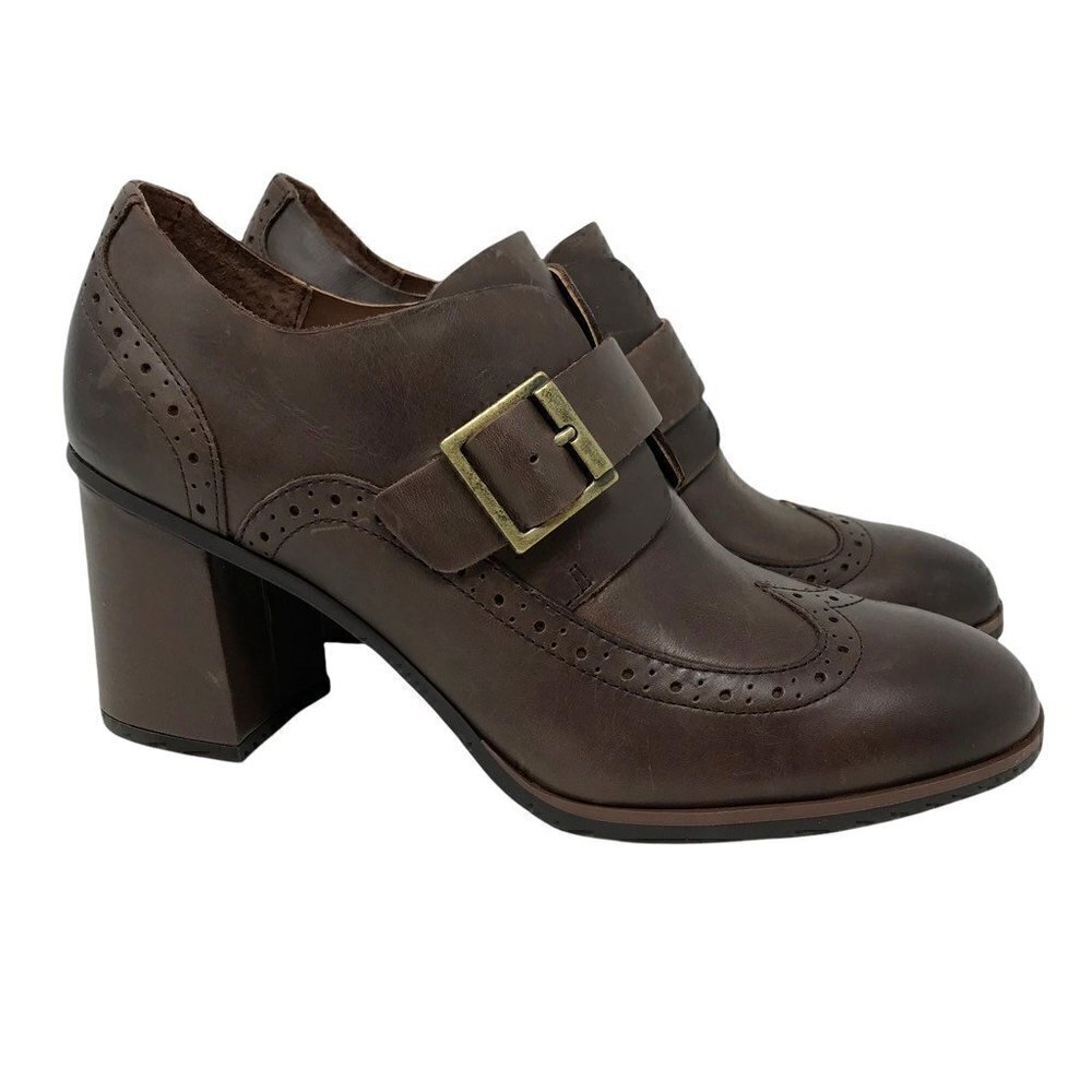 Korks Womens Withrow Ankle Booties Brown Leather Almond Toe Buckle Wingtip 8.5 M